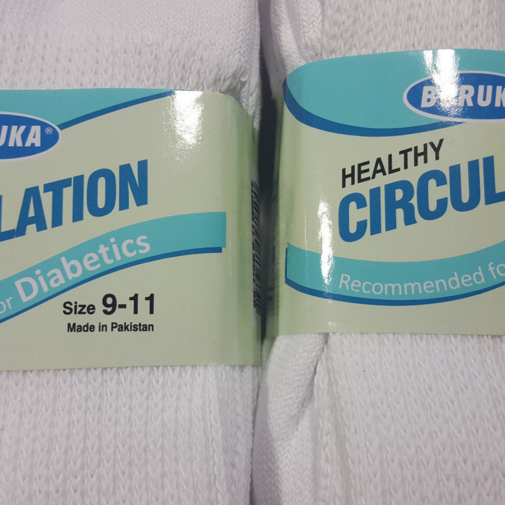Diabetic Socks CREW White 6 Pair Sz 9-11 Non Bind